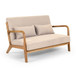 Leisure Chair With Solid Wood Armrest And Feet, Mid-Century Modern Accent Sofa, 2 Seat
