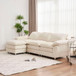 Modern Deep 3 Seat Sofa Couch With Ottoman, Comfy Upholstered Furniture