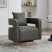 Swivel Accent Open Back Barrel Chair With Weathered Base