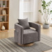Swivel Accent Open Back Barrel Chair With Weathered Base