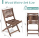 3 Piece Acacia Bistro Set, Folding Patio Furniture With 1 Coffee Table And 2 Foldable Chairs