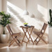 3 Piece Acacia Bistro Set, Folding Patio Furniture With 1 Coffee Table And 2 Foldable Chairs