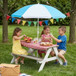 Wooden Kids Picnic Table, Sand And Water Table With Umbrella, Activity Table For Outdoor Backyard Patio Play - White / Gray