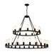 Extra Large Wagon Wheel Chandelier, 2 Tier 36 Lights (No Include) Farmhouse Industrial Round High Ceiling Pendant Light Adjustable Chain, For Dining Room, Living Room, Kitchen - Black