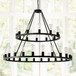 Extra Large Wagon Wheel Chandelier, 2 Tier 36 Lights (No Include) Farmhouse Industrial Round High Ceiling Pendant Light Adjustable Chain, For Dining Room, Living Room, Kitchen - Black
