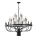 24 Light Chandelier Industrial Iron Candle Chandelier Modern Suspended Farmhouse Chandeliers Pendant Light Fixtures For Dining Room Bedroom Living Room Kitchen Island Foyer E12 Bulb (No Include) - Black