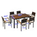 7 Piece Outdoor Patio Wicker Dining Set Patio Wicker Furniture Dining Set With Top - Brown / Cream