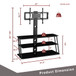 Multi-Function Angle And Height Adjustable Tempered Glass TV Stand - Black