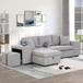 Pull Out Sleeper Sofa Reversible L-Shape 3 Seat Sectional Couch With Storage Chaise And 2 Stools For Living Room Furniture Set - Gray