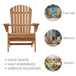 Oversize Outdoor Folding Adirondack Chair, Patio Chair For Garden