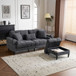 3 Seat L-Shaped Chenille Sofa With Removable And Storage Ottoman, Side Storage, And USB / C - Type Charging Ports Sofa For Living Room