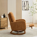 High Back Glider Rocking Chair With Retractable Footrest And Rubber Wood Legs