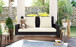 2 Person Wicker Hanging Porch Swing With Chains, Cushion, Pillow, Rattan Swing Bench For Garden, Backyard