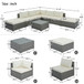 8 Pieces Outdoor Patio Furniture Conversation Wicker Sofa Set