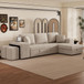 Modern L-Shape 3 Seat Reversible Sectional Couch, Pull Out Sleeper Sofa With Storage Chaise And 2 Stools For Living Room Furniture Set