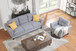 Modern Living Room Sofa Set Linen Upholstered Couch Furniture For Home Office