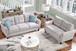 Modern Living Room Sofa Set Linen Upholstered Couch Furniture For Home Office