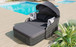 Outdoor Sunbed With Adjustable Canopy, Daybed With Pillows, Double Lounge, PE Rattan Daybed
