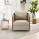 Barrel, Comfy Round Accent Sofa Chair With 360 Degree Swivel, Leisure Arm