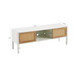 Rattan TV Cabinet With Variable Color Light Strip, Double Sliding Doors For Storage, Adjustable Shelf, Metal Legs, TV Console For Living Room