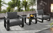 3 Piece Aluminum Frame Patio Furniture With 6.7" Thick Cushion And Coffee Table, All Weather Use Olefin Fabric Outdoor Chair - Gray / Black