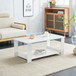 Simple White Textured Coffee Table, Material, Living Room Furniture With Storage Space, Nordic Minimalist Design - White