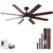 Large Ceiling Fans With Lights And Remote, Indoor / Outdoor Modern Ceiling Fan For Kitchen Living Room Patio, 6 Speed Reversible Quiet DC Motor, Dual Finish 8 Blades - Black