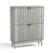 Shoe Cabinet With 2 Flip Drawers, Fluted Shoe Storage Cabinet For Entryway, Free Standing Shoe Storage Organizer With Wave Doors For Heels, Boots, Slippers In Hallway, Living Room - Gray