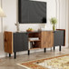 Mid Century TV Stand With 3 Cabinets, Media Console Table For Tvs Up To 70'', Entertainment Center With Storage For Living Room - Black / Brown