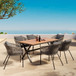7 Pieces Patio Dining Set, All-Weather Outdoor Furniture Set With Dining Table And Chairs, Acacia Wood Tabletop, Metal Frame, For For Garden, Backyard, Balcony - Gray