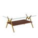 Rectangle Coffee Table With Tempered Glass Top And Shelf, Modern Table For Living Room