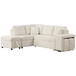 Convertible Sleeper, Sectional Pull Out Sofa Bed With Storage Ottoman, 2 Throw Pillows, 2 Stools, Wireless Charger And Two Hidden USB Ports For Living Room