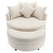 360° Swivel Accent Barrel Chair With Storage Ottoman & 4 Pillows, Modern Leisure Chair Round Accent For Living Room