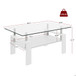 Modern Rectangular Coffee Table With Tempered Transparent Glass Top And Storage Shelf