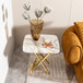 Contemporary Marble Pattern Top Table With Stainless Steel Base