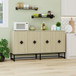 Carved 4 Door Sideboard With Storage, Adjustable Shelf
