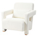 Sleek Right Angle Armrests, Ergonomic Lumbar Support, Square Wooden Block Legs, Inclined Seat For Comfort, Artistic Statement Piece For Living Room, Bedroom And Study