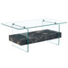 Modern 2 Tier Square Coffee Table, Elegant Marble Pattern