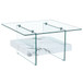 Modern 2 Tier Square Coffee Table, Elegant Marble Pattern
