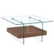 Modern 2 Tier Square Coffee Table, Elegant Marble Pattern