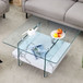 Modern 2 Tier Square Coffee Table, Elegant Marble Pattern