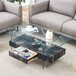 Modern 2 Tier Square Coffee Table, Elegant Marble Pattern