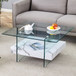 Modern 2 Tier Square Coffee Table, Elegant Marble Pattern
