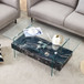 Modern 2 Tier Square Coffee Table, Elegant Marble Pattern