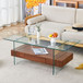 Modern 2 Tier Square Coffee Table, Elegant Marble Pattern