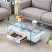 Modern 2 Tier Square Coffee Table, Elegant Marble Pattern