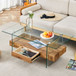 Modern 2 Tier Square Coffee Table, Elegant Marble Pattern