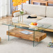 Modern 2 Tier Square Coffee Table, Elegant Marble Pattern
