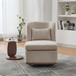 Wide Modern Cushioned Armless Metal Base 360° Swivel Chair With Pillow