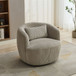 Wide Upholstered 360° Swivel Barrel Soft Chair With Pillow